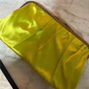 BCBGMaxAzria Satin Clutch in Bright Yellow